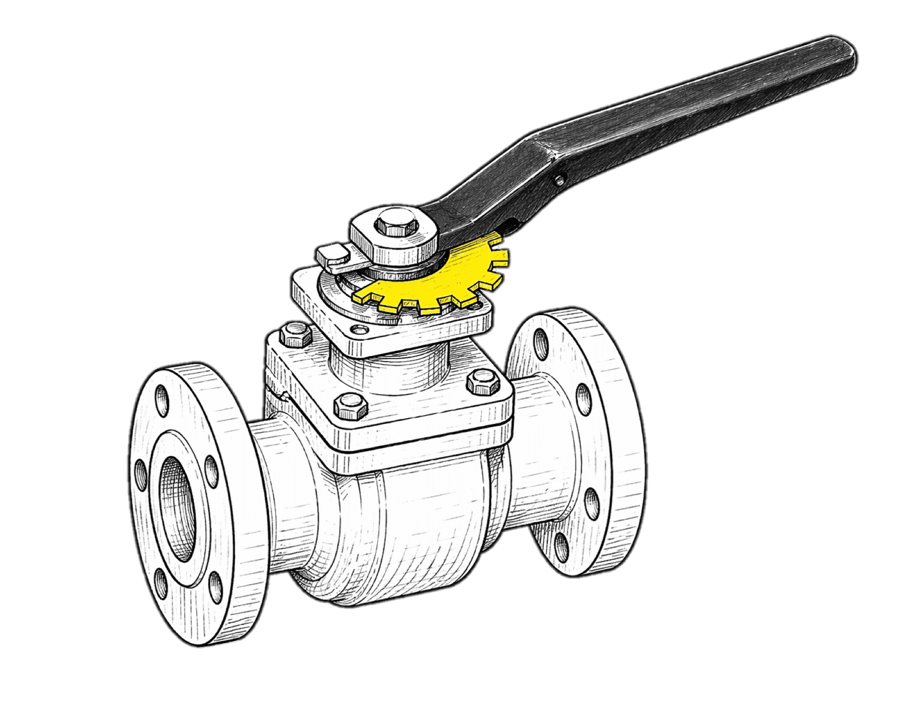 Valve accessories - wrench and valve illustration